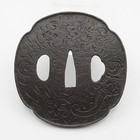 Tsuba Cloud Dragon Japanese Antique Sword Fitting Samurai Katana Large Size