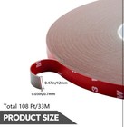 Double Sided Tape Heavy Duty Adhesive Tape Foam Tape   108ft X 0 47  X 0 03  