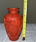 Cinnabar Chinese Red Lacquer Vase