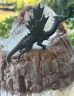 Fantasy Black Dragon Figurine     Gothic Rock Base     Lead Statue     10    Tall Decor