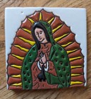 Virgin Of Guadalupe And Angel Gabriel Red Tile 4  X 4    Talavera Made In Mexico