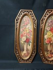 Mcm 1964 Syroco Wall Plaque Set 2 Cecil Rubino Floral Still Life Gold Frames 