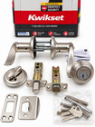 Kwikset  Tustin Keyed  Entry Lever Door Handle   Deadbolt Satin Nickel 99910-040