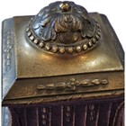 Vintage Brass Inkwell Hinged Lid Ornate Desk Ink Pot W Glass Insert Antique   