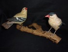 Fine Vintage Goldfinch Pair Winter Plumage Wood Carving Unsigned Wildlife Art