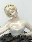 4 75    Antique German Bisque Half 1 2 Doll Pin Cushion Blonde W  Arms  x