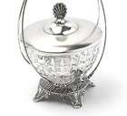 Pickle Castor Sweetmeat Clear  waffle  Jar  Silver Plate  James W Tufts     Slv232