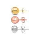 14k Real Solid Yellow Gold Round Ball Bead Sleeper Stud Earrings Pushback  3-8mm