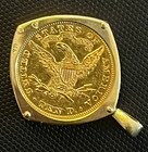 10 Gold Liberty Eagle 14k Yellow Gold Coin Pendant Cushion Shape No Stone Coins