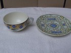 Faiencerie Gien France Les Jardins D eau Breakfast Cup And Saucer Set Large Rare