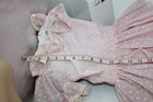 Vintage Girls Dress Ruffled Tiered Party Dress Pink White Flowers Stacked Tween