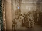 Antique 19th C  Industrial Machine Shop Photo In Ornate Verdigris Gilt Frame