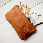 Vintage Genuine Leather Pencil Case  Pen Pouch For Work And University  For Men