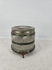 Vtg Victorian Aluminum Footed Vanity Powder Puff Music Trinket Box Works