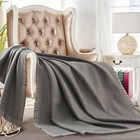 Soft Fleece Throw Blanket With Satin Trim  Dark Grey  Standard Throw