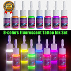 8color Fluorescent Tattoo Ink Set  8pcs Tattoo Ink Color Set glow In The Blackli