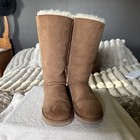Ugg Australia Bailey Bow Ii Women s Suede Sheepskin Boots  Chestnut  Size 8