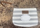Bumco Gray Striped Diaper Clutch Wristlet Portable Wipes Dispenser Baby New