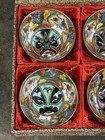 Vintage Chinese Opera Mask Porcelain Sake Cups Set Of 6 Orig Box Hand Painted