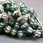 Large Hole 8 Mm Round Beads W 3 Mm Sky Blue   Green W bronze Wash  10 Pcs  76