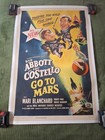Abbott And Costello Go To Mars 1953 Original Movie Poster  C 8-9 On Linen
