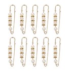 10 Pcs Heavy Duty Safety Pins With Pearl Embellishment Brooch Pin Decorative