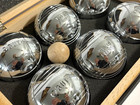 Obut France 6 Chrome Petanque Balls In Wooden Box