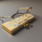 Vintage 1950samerican Optical 12kgf Cat Eye Glasses Blue Mcm Eyeglass Frame Case