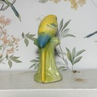 Vintage Czecho-slovakia Ceramic Bird Bud Vase 1930s Art Deco Parakeet Figure 