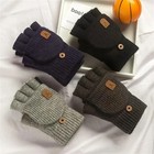 Winter Knitted Fingerless Gloves Warm Thick Touchscreen Half Finger Men Women Us