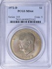 1972-d Eisenhower Dollar Pcgs Ms-64 Rainbow Toned Monster Toning Ike Toner