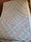 Handmade Patchwork Quilt Throw 56 X 84 Pastel Colors Ticking Stripes On Back