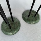 Postmodern Glass   Metal Candle Holders Pair Marble Base Sculptural Modern Decor