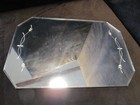 Vtg  Art Deco Mirror Beveled Vanity Perfume Tray Etched Cut Floral 1930- 18  W
