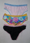 Shein Tween Girls 3pk Contrast Lace Trim Bikini Panties Pink floral black Nip