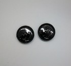 2 Vintage Black Woven Fabric Round Metal Shank Covered Buttons 7 8 