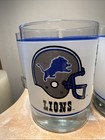 Vintage 4 Detroit Lions Nfl Frosted Rock Drinking Glasses Mobil Gas Promo 80   s