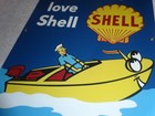 Vintage  shell Outboard Motor Oil  18  Porcelain Metal Gasoline Marine Boat Sign