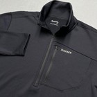 Simms Mens Black Grid Fleece Quarter Zip Pullover Chest Pocket Size Large L