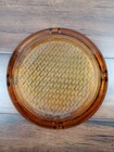 Vtg 8   Mcm Amber Glass Ashtray Mcm Cigar Pipe Round Waffle Pattern Bottom