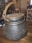 Antique Turkish Ottoman Hammered Brass Metal Copper Pot With Lid