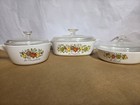 Vintage Corning Ware Set Of 3 Cassorole Dish   Two Saucepans With Lids