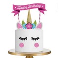 Handmade-style Unicorn Cake Topper Set Birthday Cupcake Toppers Rainbow Decor