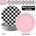 48pcs Car Birthday Party Paper Plates For Racing Car Theme Party Race Car