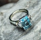 2 50 Ct Radiant Cut Natural Aquamarine Diamond Proposal Ring14k Solid White Gold