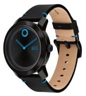 Movado Bold 3601058 Trend Impulse Black Blue Dial Black Leather Band Men s Watch