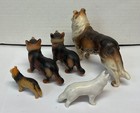 Adorable Vintage Lot Ceramic   Plastic Collie Dog Figurines
