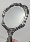 Antique Art Nouveau Silver Plated 10  Hand Vanity Mirror Victorian Design 1905 