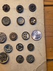 Antique Victorian Picture Button Lot - Story  Floral  Cut Steel  Brass 45 Pieces