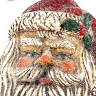Santa Face Wall Hanging Christmas Ornaments Hard Plastic Mica 7  Vintage